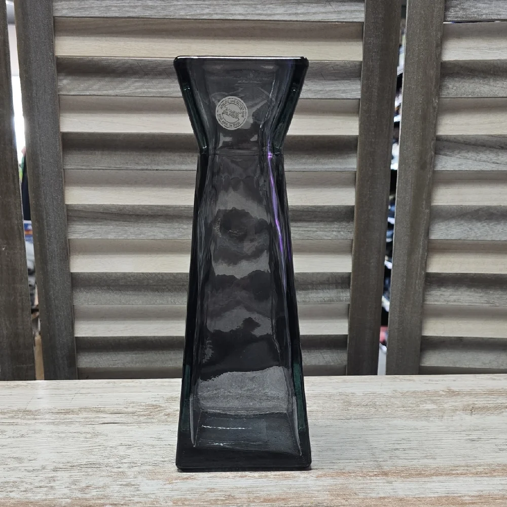 Elegant Smokey Gray Glass Vase By Vidrios San Miguel